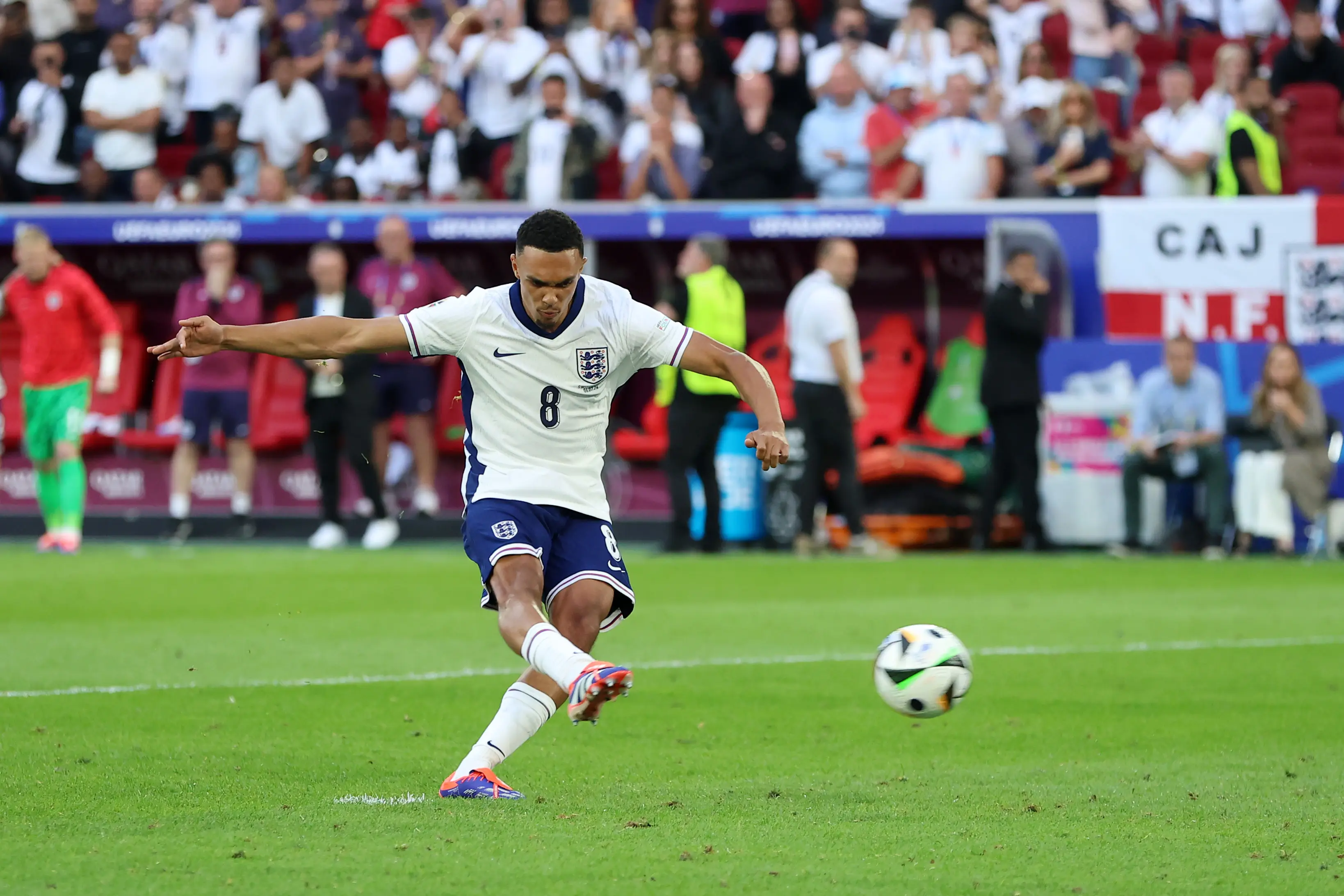 Trent Alexander-Arnold scored the penalty that put England through. (Richard Pelham/Getty Images)