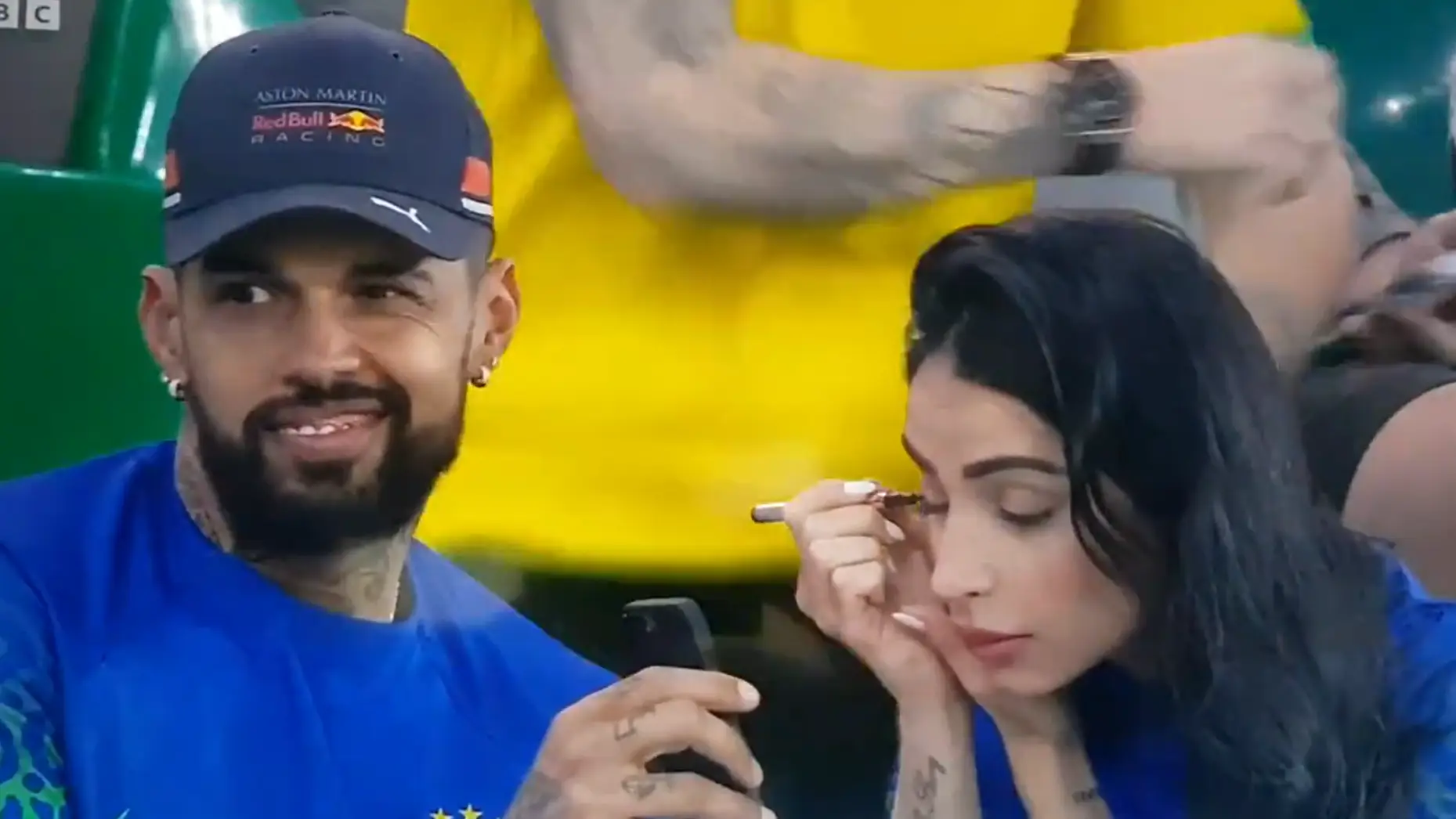 The man was caught on camera winking at another person.