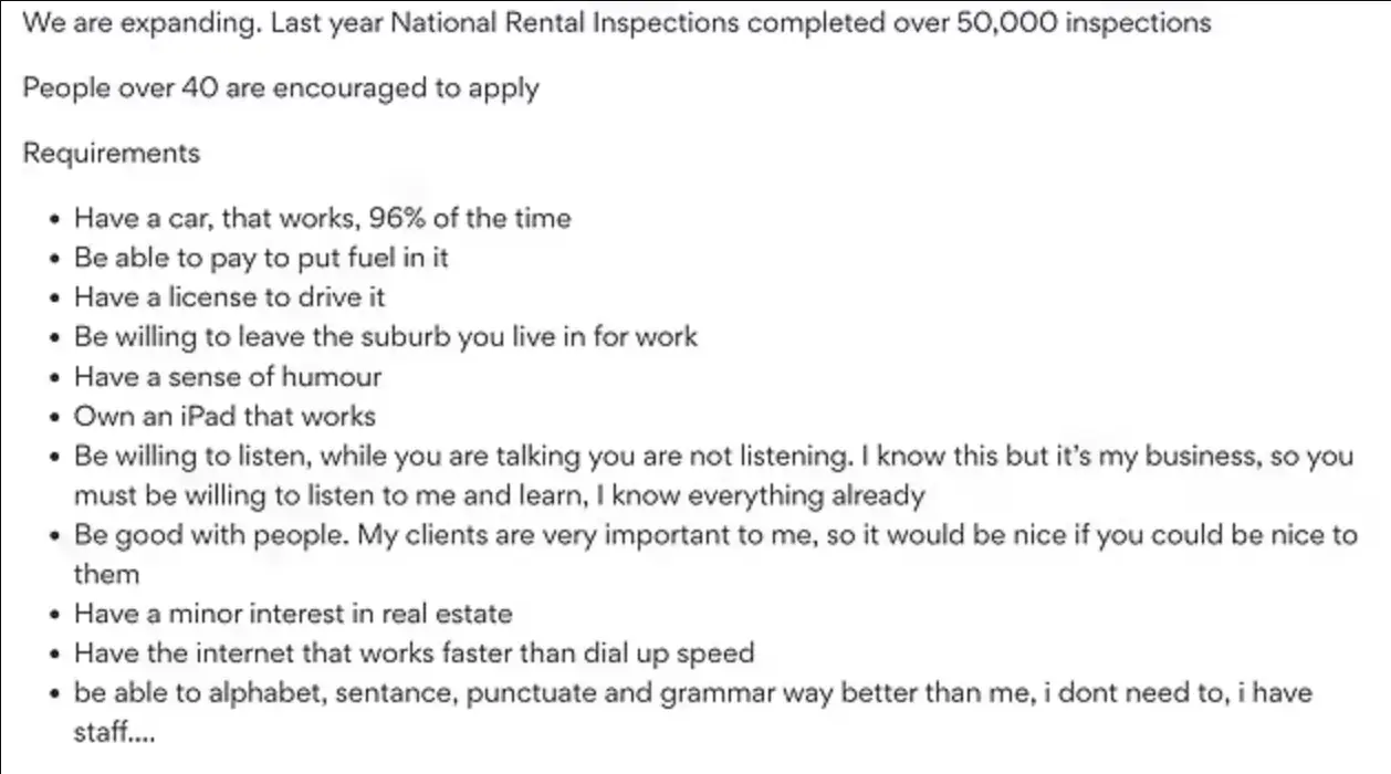 The tongue-in-cheek advert ruffled a few feathers after it was shared on Reddit.