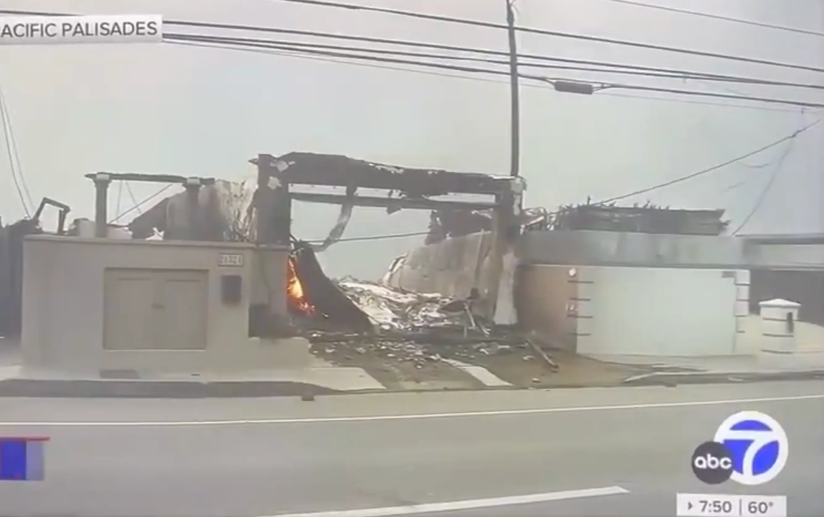 Paris Hilton shared a news report of her destroyed home (ABC)