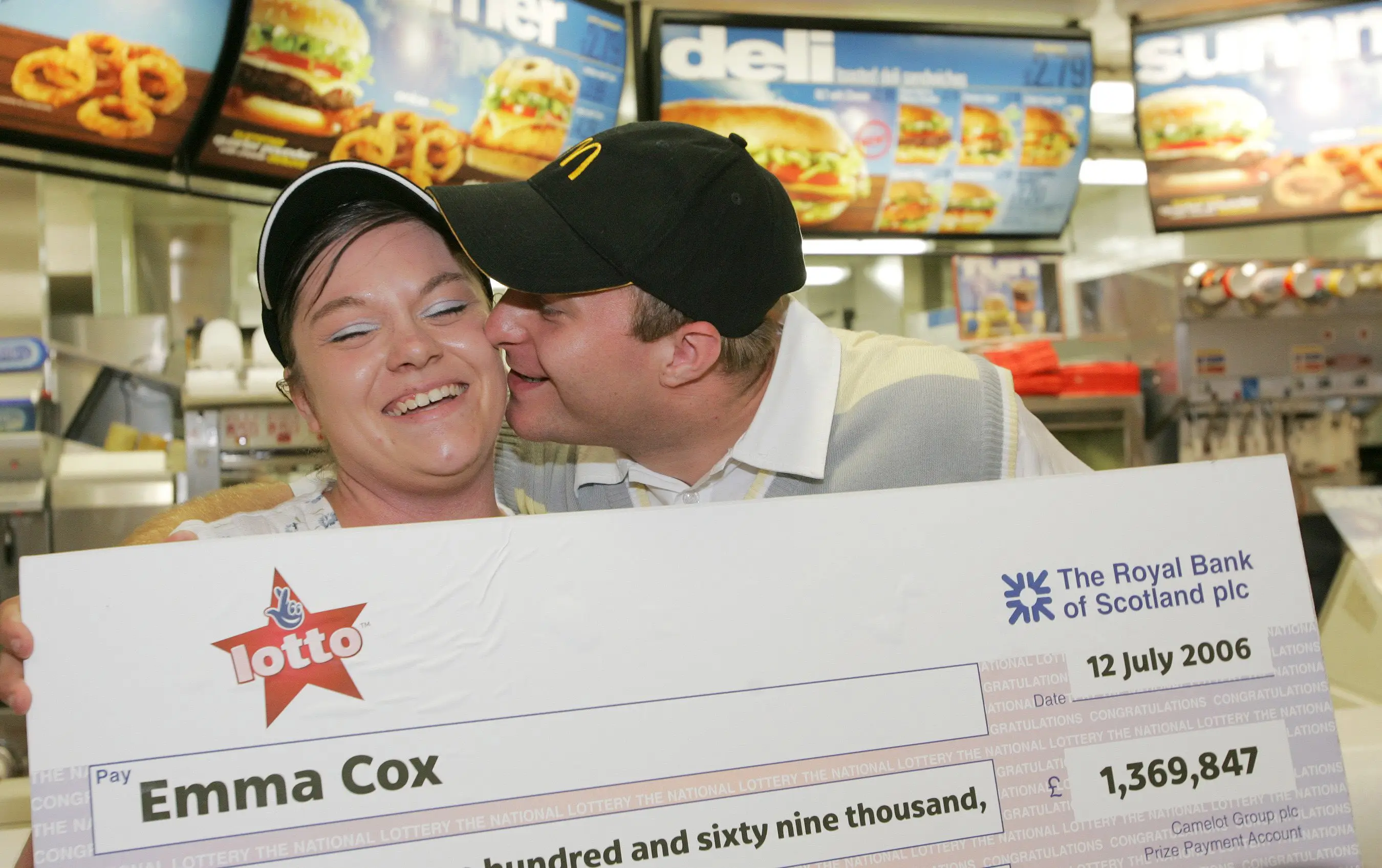 Luke, pictured with his wife Emma, decided to go back to work just one year after winning the lottery.