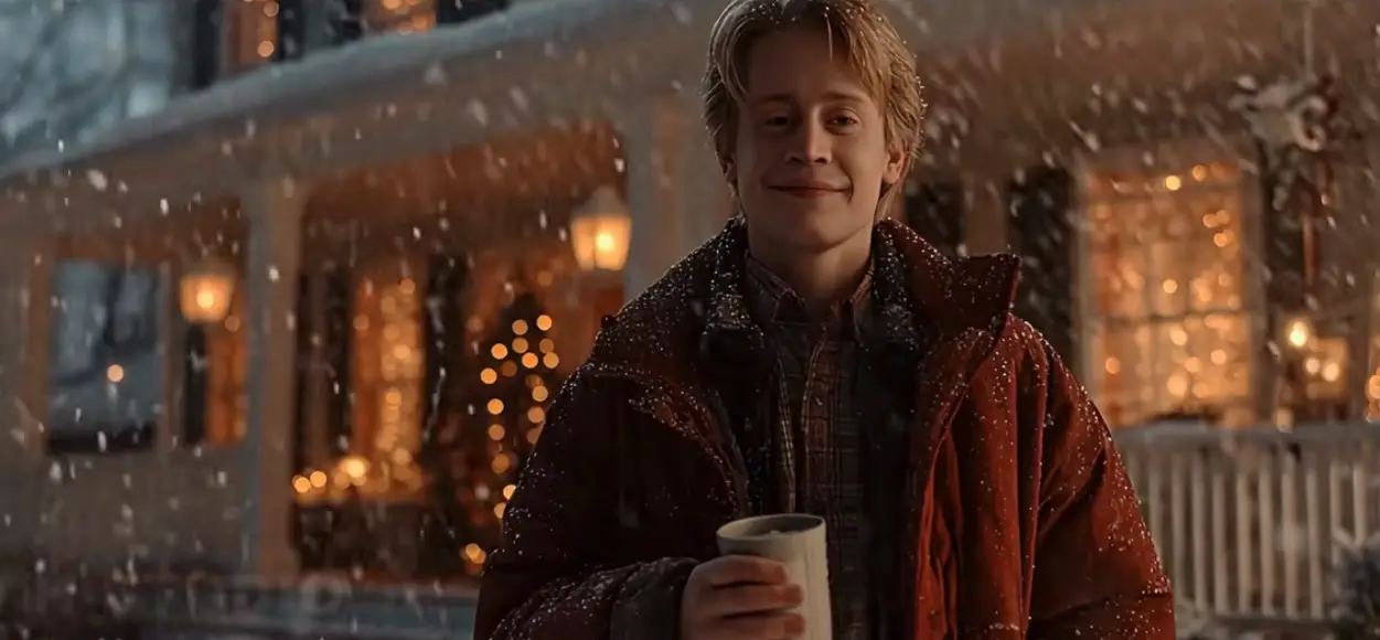 Kevin is seen sipping on a hot cup of coffee in several scenes (YouTube)