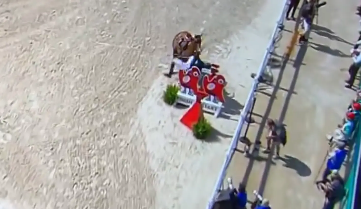 The moment Von Eckermann was unseated. (Discovery+)