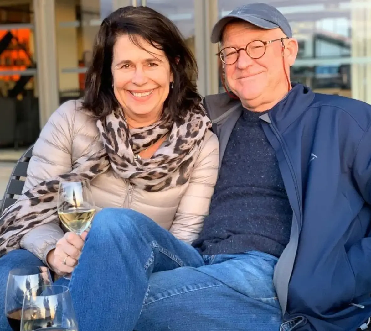 The Brit expat pictured with her husband Alan (Facebook)