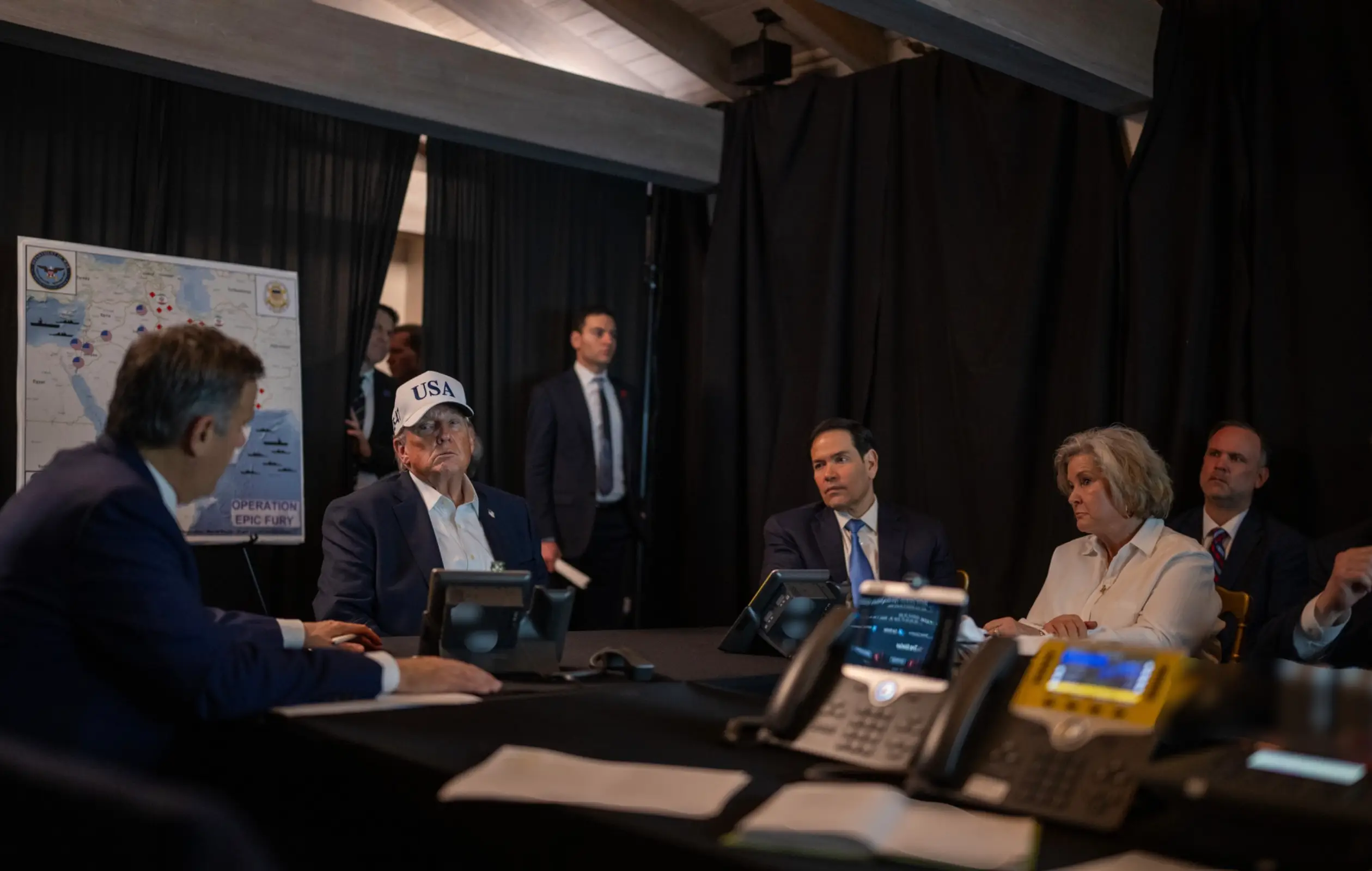 Trump seen 'monitoring US military operations' in Iran with his top advisors last weekend (X/@WhiteHouse)