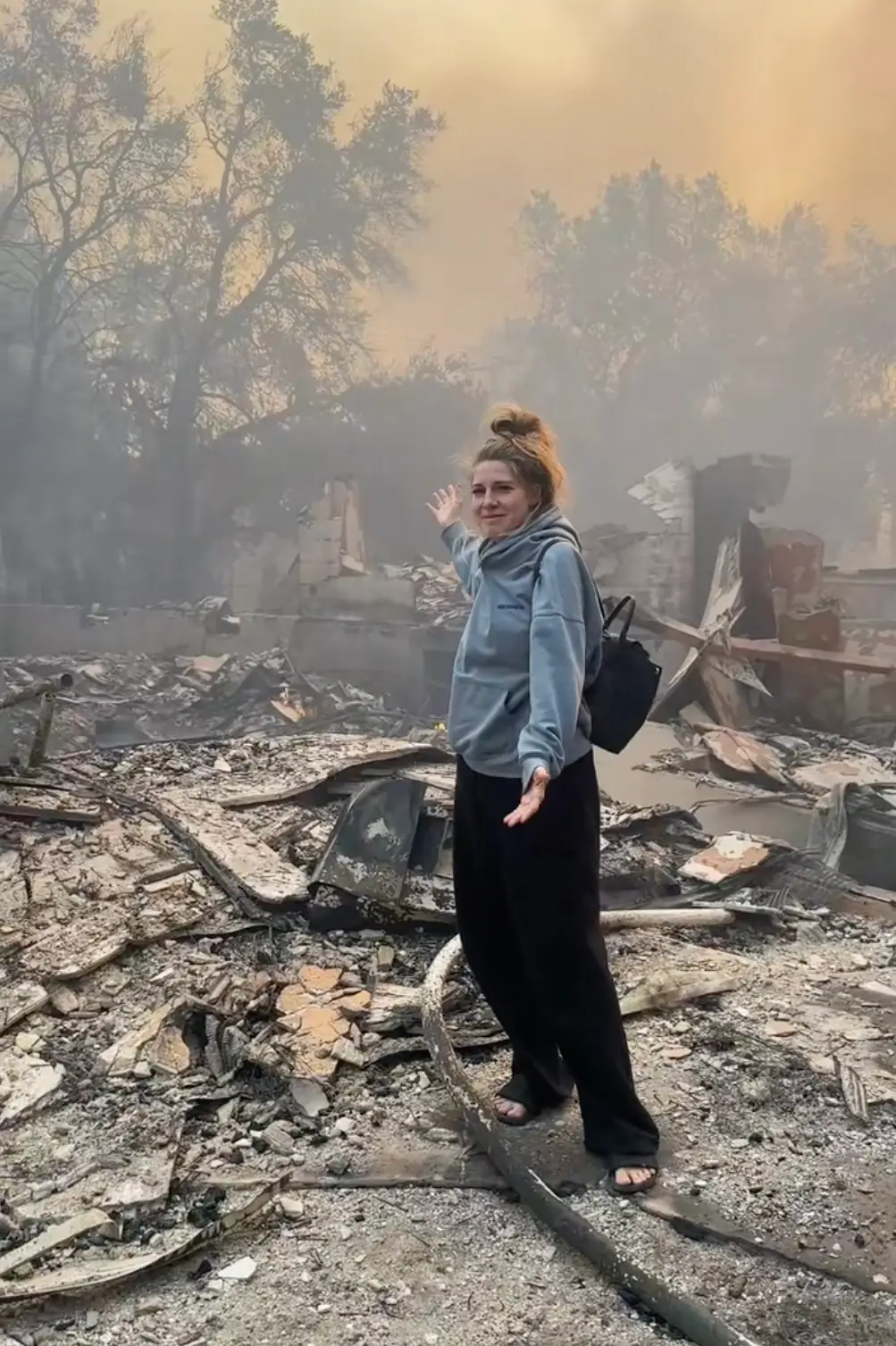 The mum shared a viral TikTok offering a 'tour' of her devastated home (TikTok/@saraandcrew)