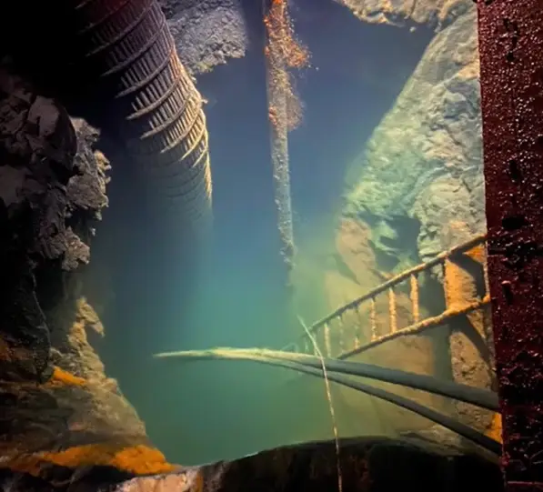 As your eyes gaze down into the dark of this flooded mineshaft, is there some primal fear brewing in your mind?