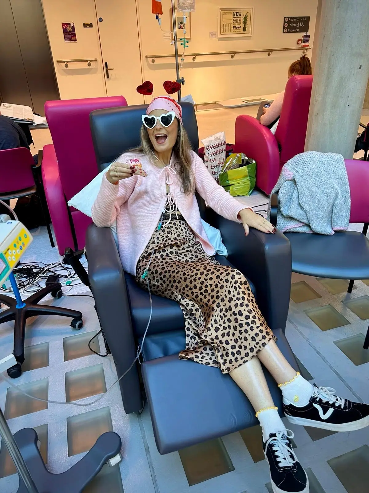 A year later she was diagnosed with Cholangiocarcinoma, and turned to hosting 'chemo parties' during her treatment (Handout)