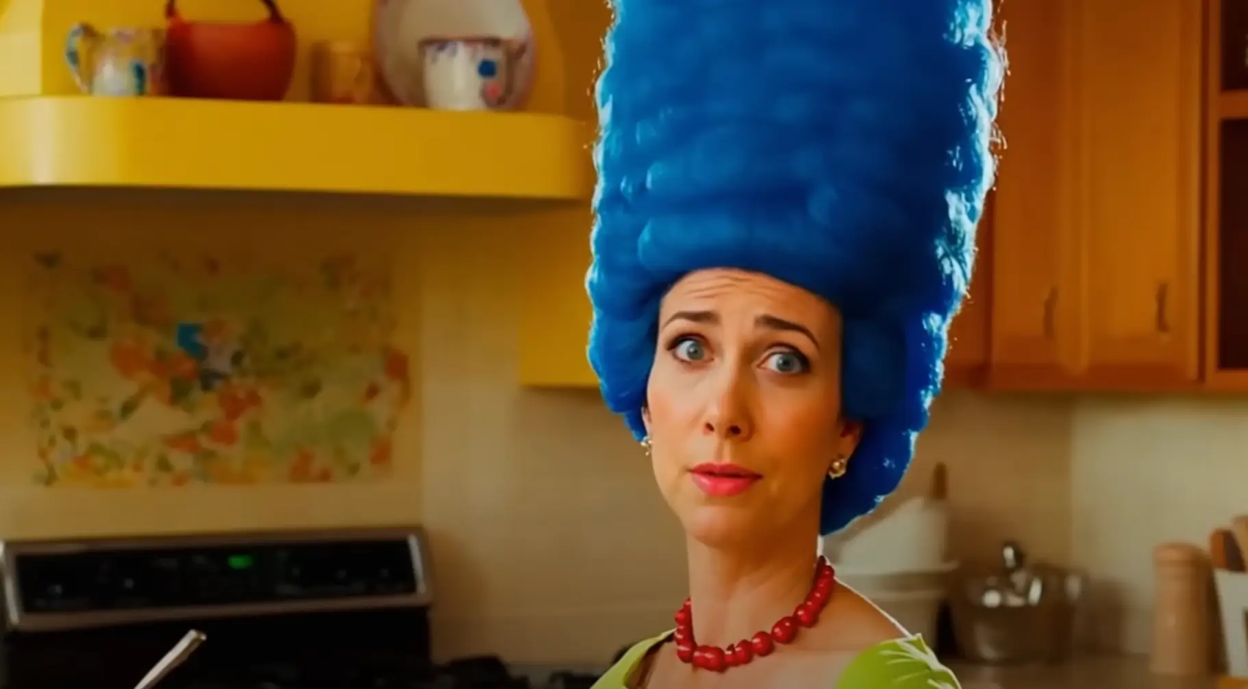 Kristen Wiig as Marge Simpson. (YouTube/MULTIVERSE OF AI)