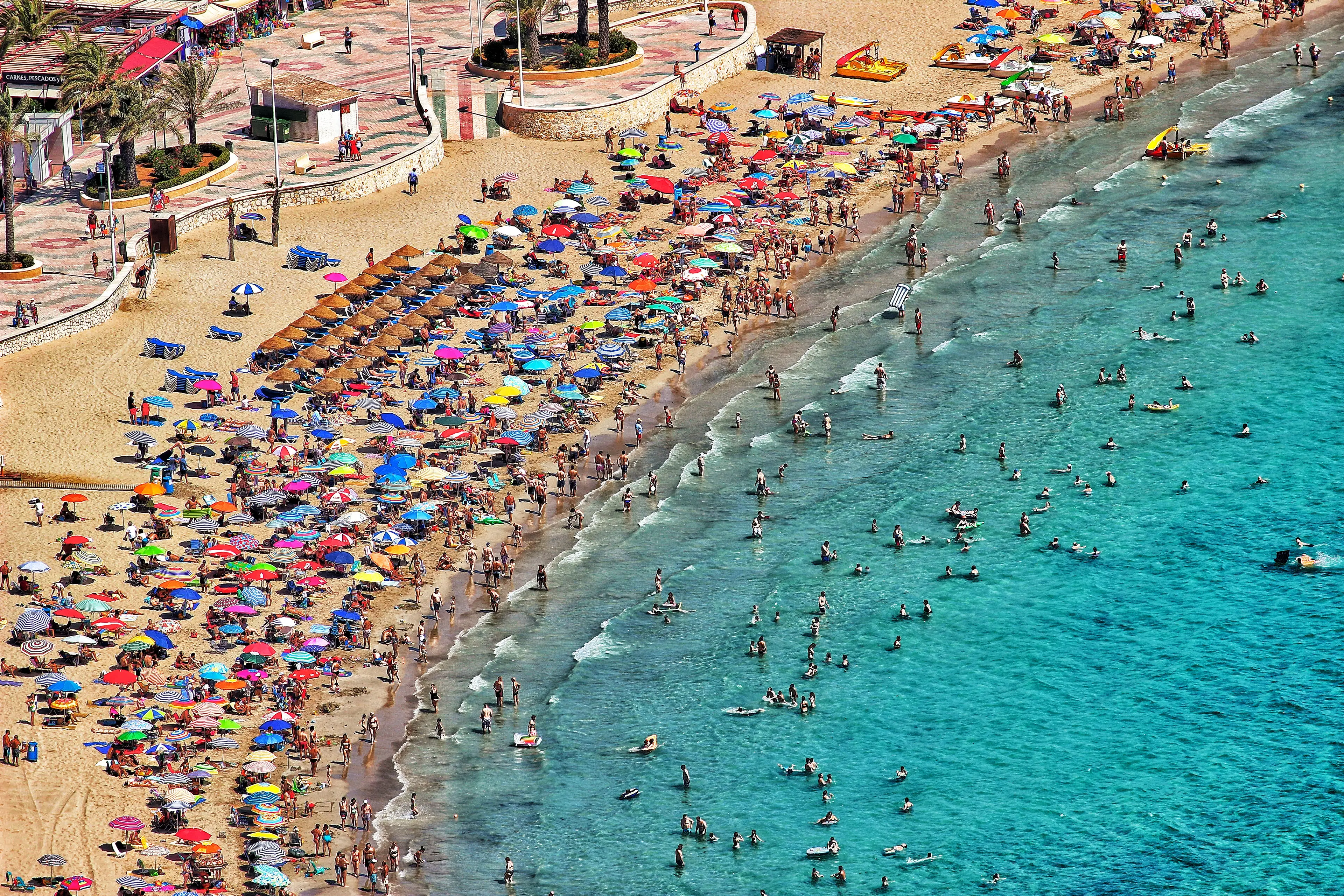 A packed beach in Spain. (Getty Stock Images)