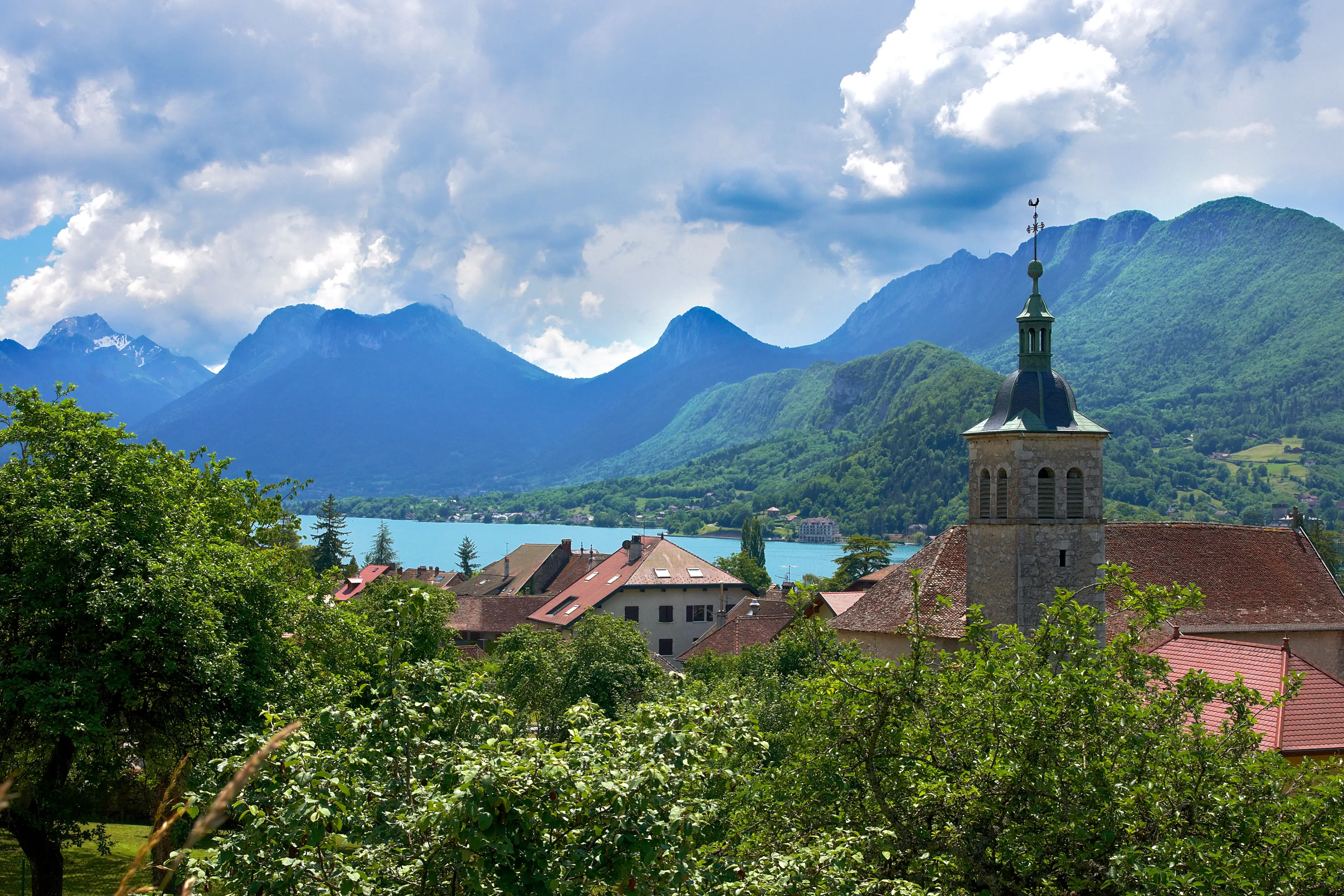 Lake Annecy and mountains beyond.