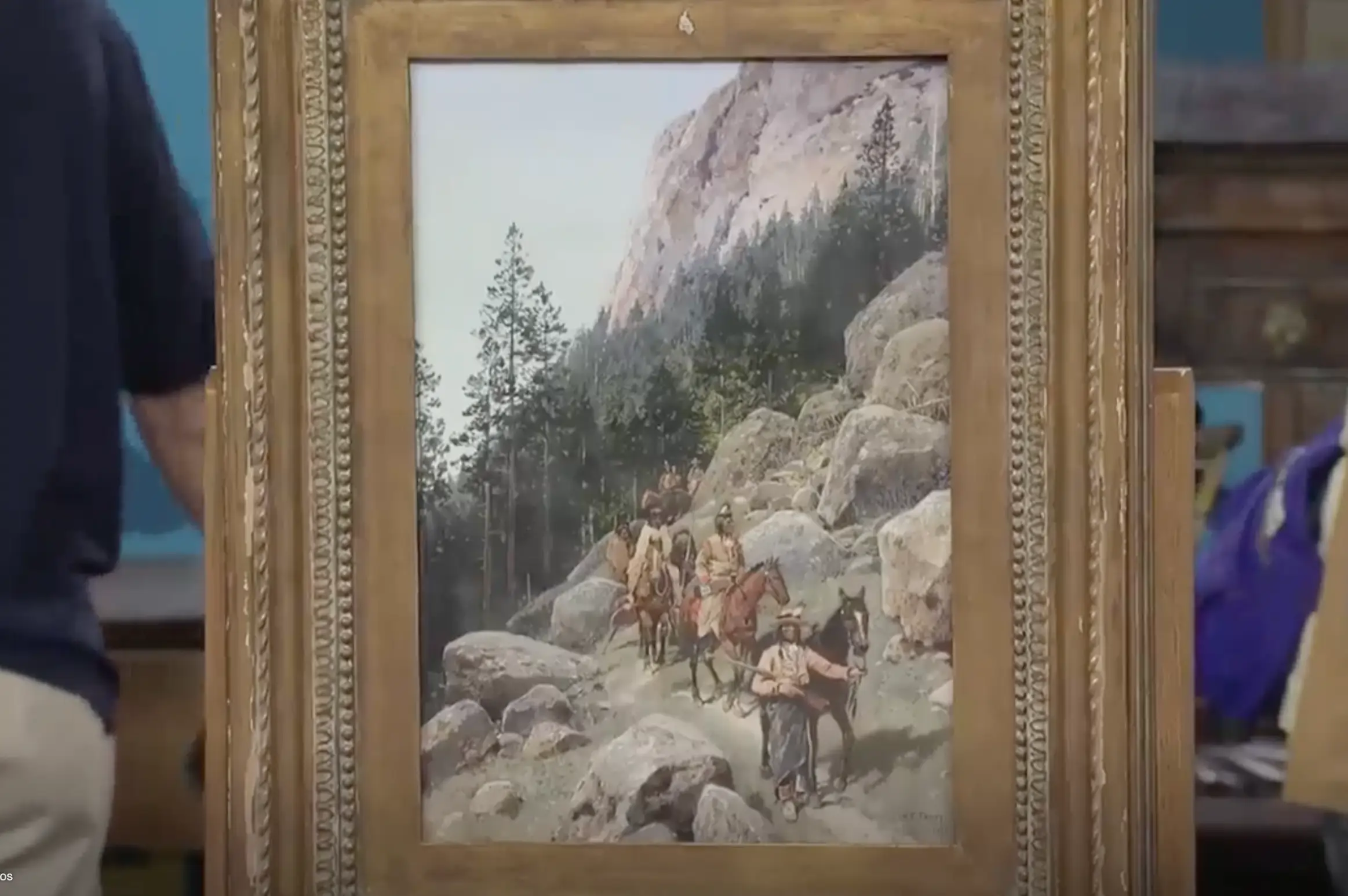 The painting depicted Native Americans making their way on horseback through the American mountains.(PBS)