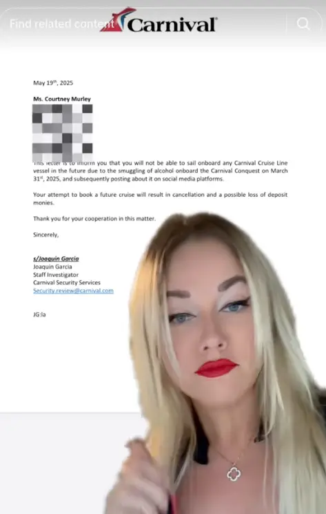 She shared a screenshot of the apparent ban on TikTok (TikTok/@courtneynicolemurley)
