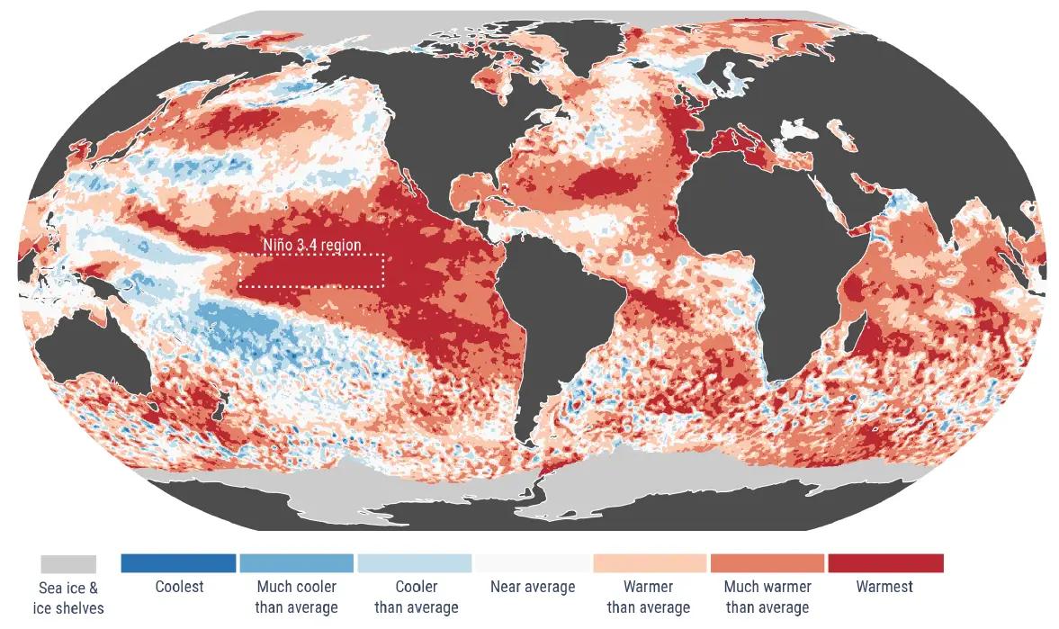 Those incredibly warm ocean temperatures are the trigger for an El Niño (CAMS)