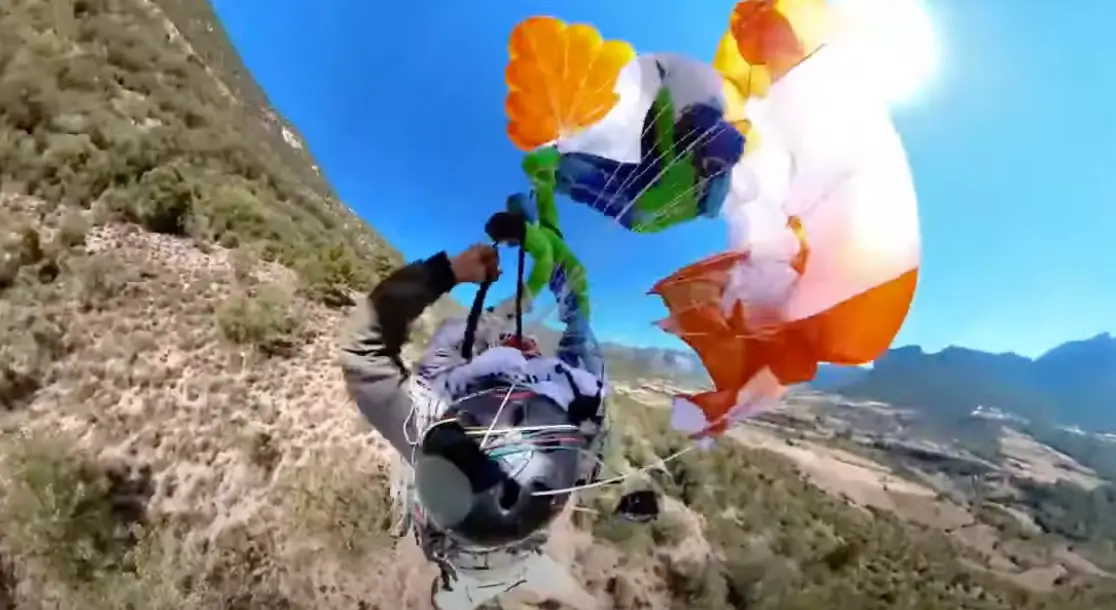 He thankfully finally landed safely after being able to open the emergency parachute.