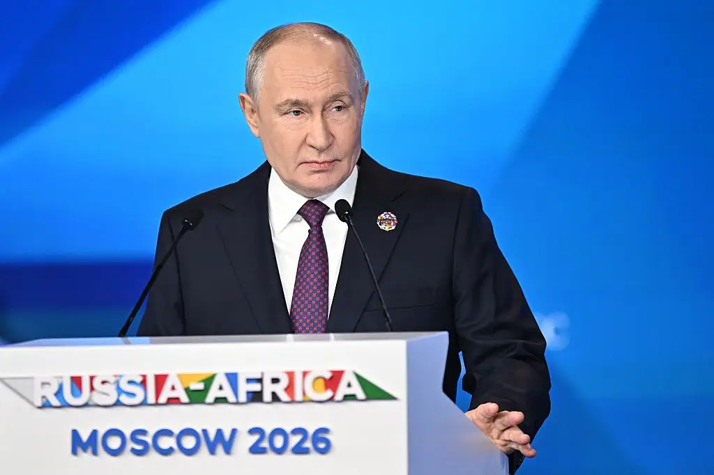 Putin speaking at the summit (Sergey Bobylev / Sputnik/Anadolu via Getty Images)