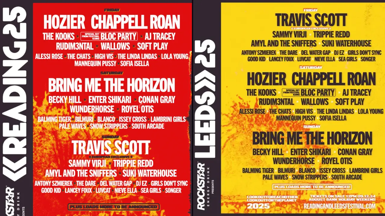 The Reading and Leeds Music Festival 2025 line-up.