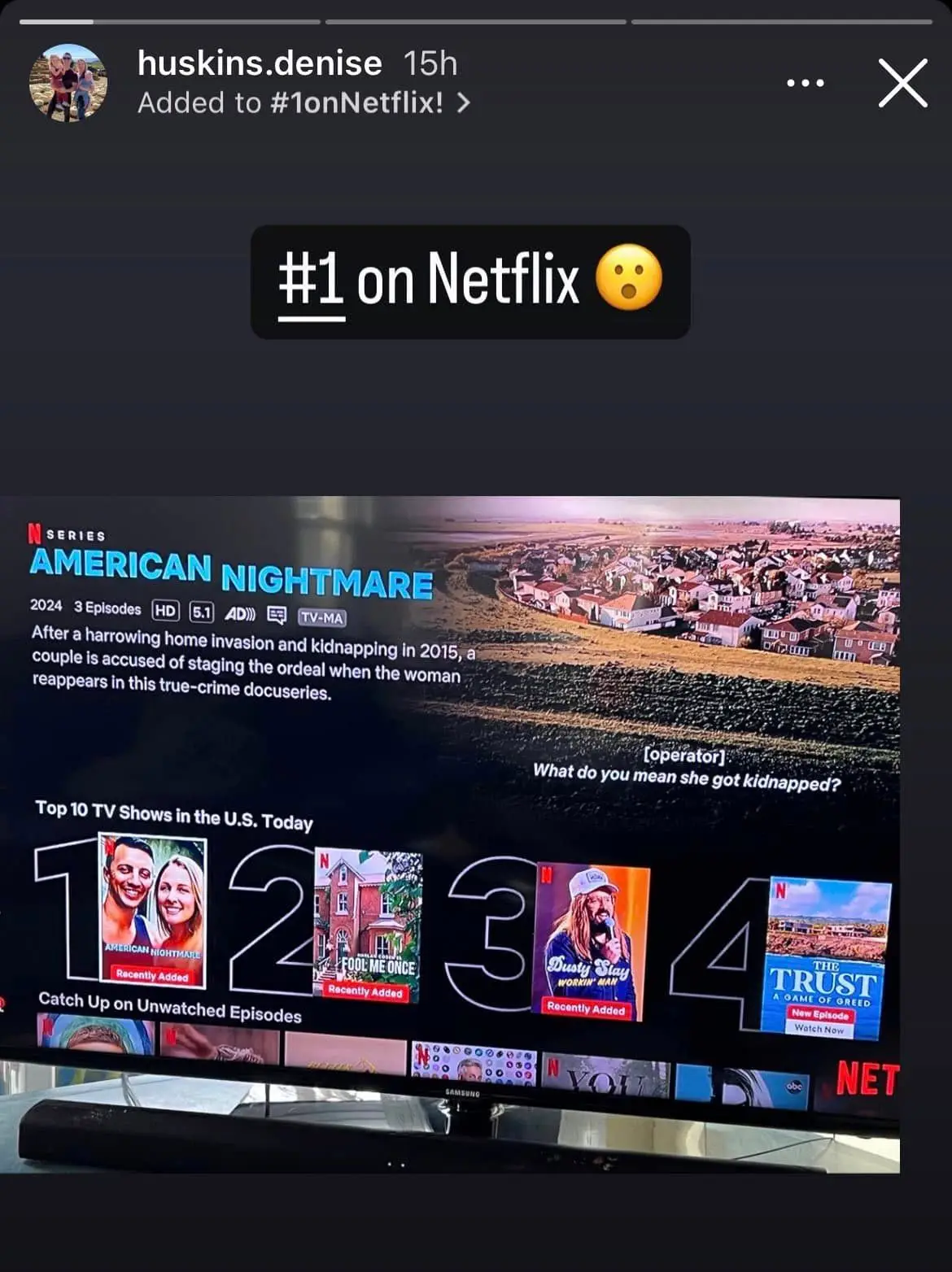 Huskins has taken to social media following the show’s release.