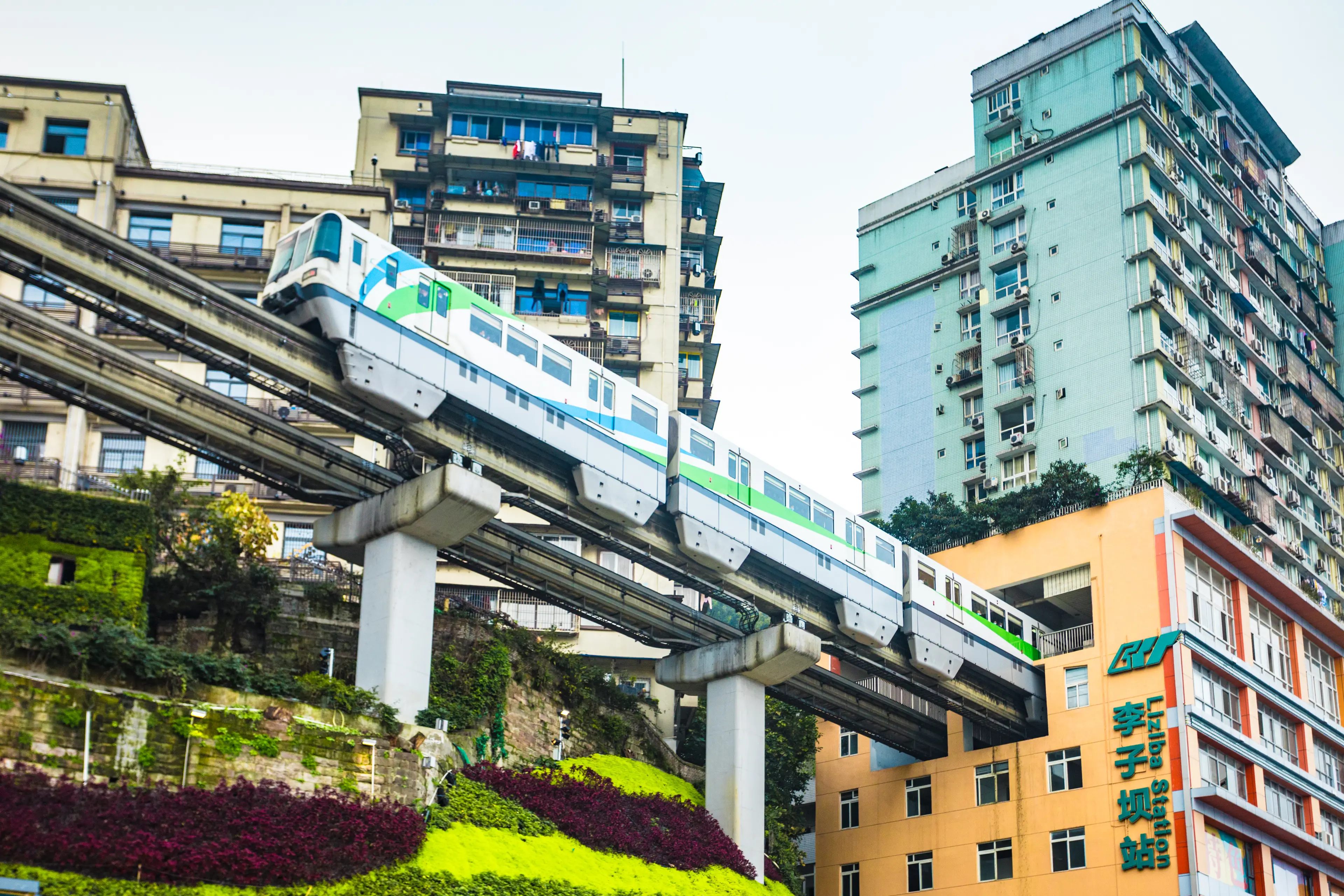 Trains run through buildings in Chongqing (Getty Stock Images)
