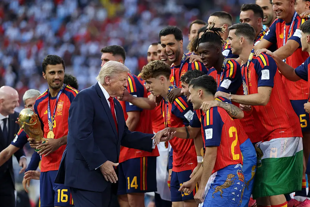 There were no harsh, yanking handshakes from Trump this time (Maja Hitij - FIFA/FIFA via Getty Images)