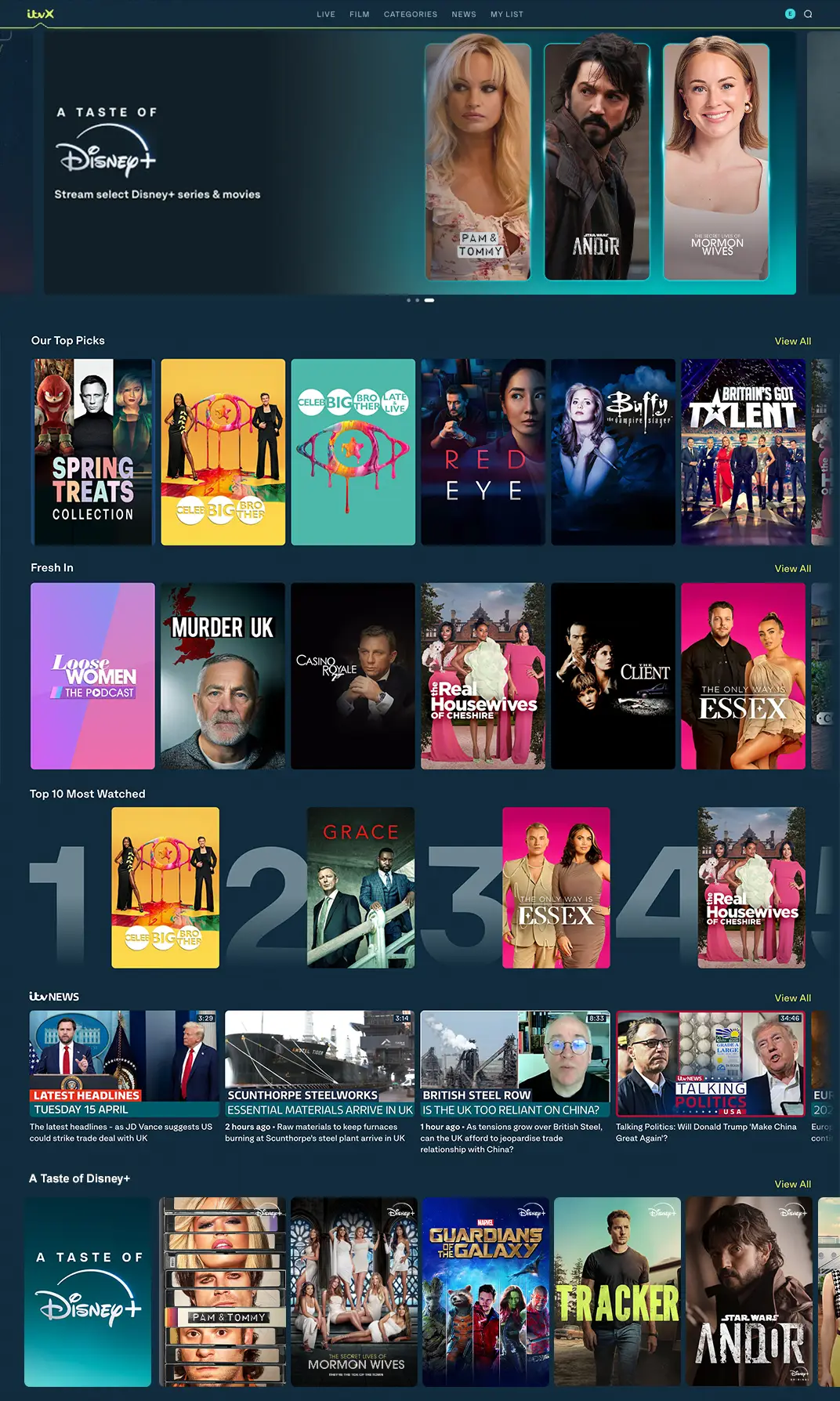 The new layout will introduce fans to a taste of Disney+ and ITV respectively (Supplied)