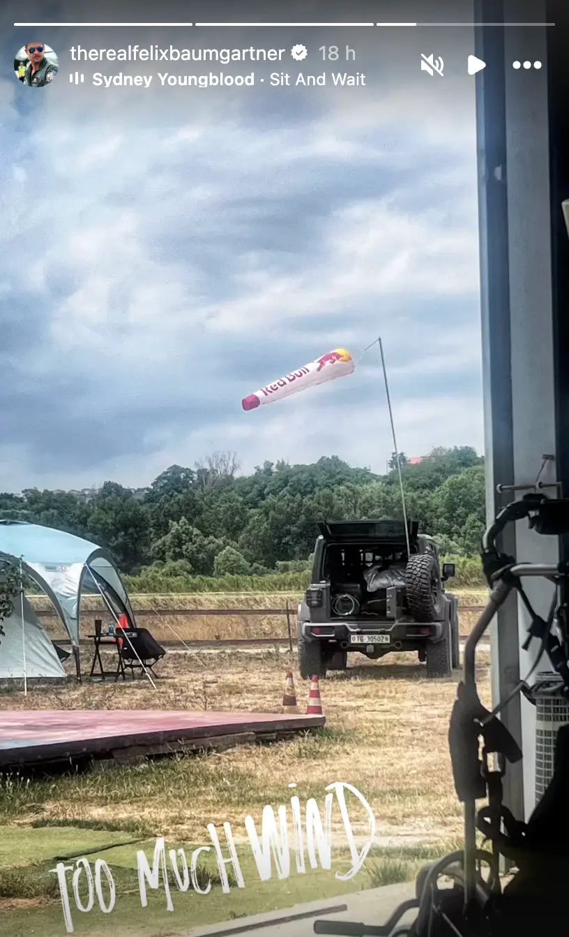 Felix Baumgartner said there was 'too much wind' earlier in the day before the tragic accident (Instagram/@therealfelixbaumgartner)