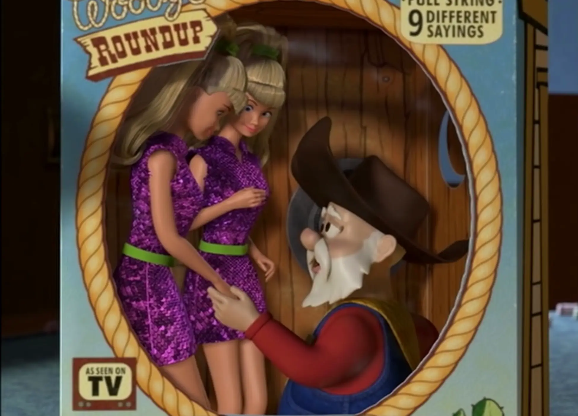 The joke about the two Barbie dolls no longer features in the 1999 film (Disney)