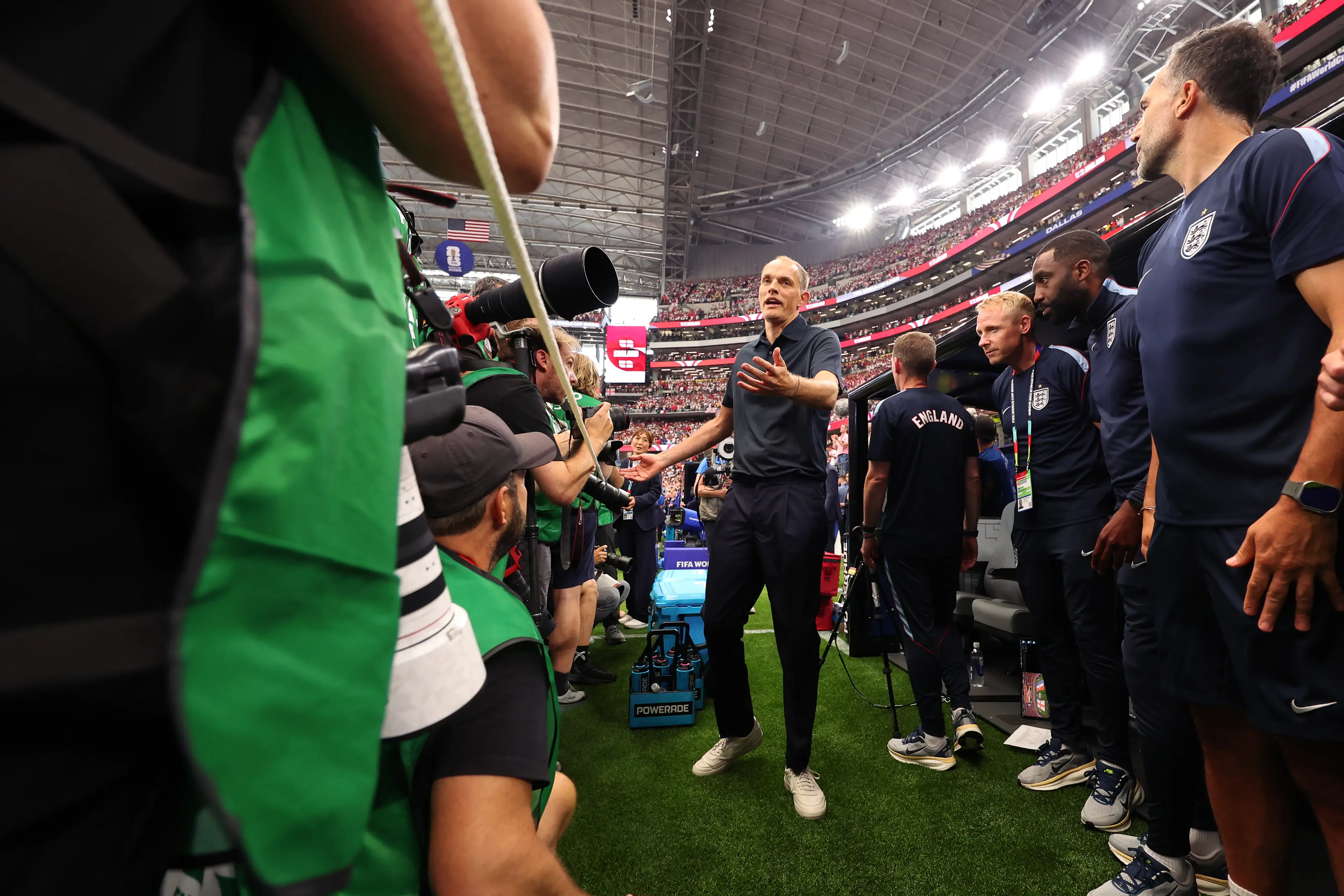 Thomas Tuchel wasn't happy with the photographers. (Marc Atkins/Getty Images)