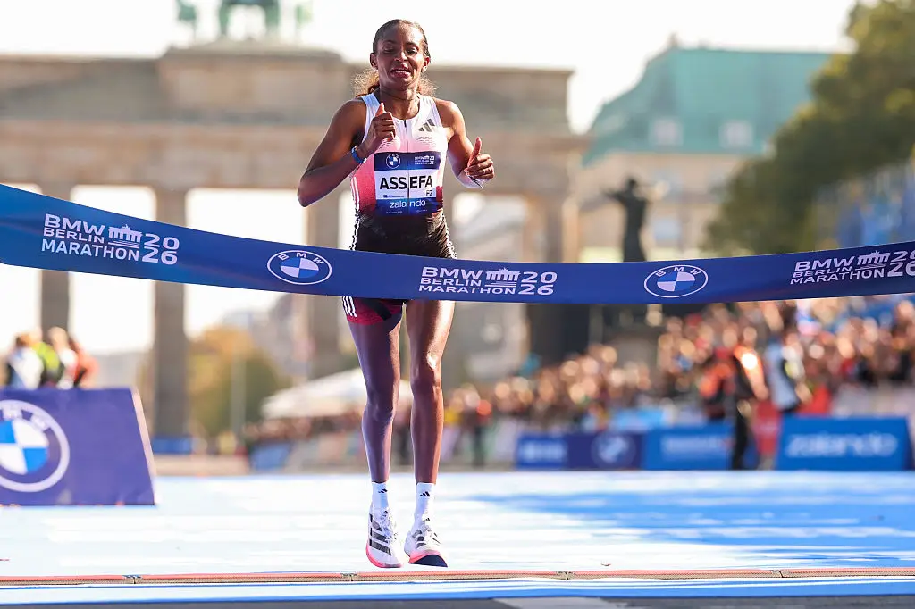 Meanwhile, Ethiopian runner Tigst Assefa won the race without hitching a ride (Maja Hitij/Getty Images)