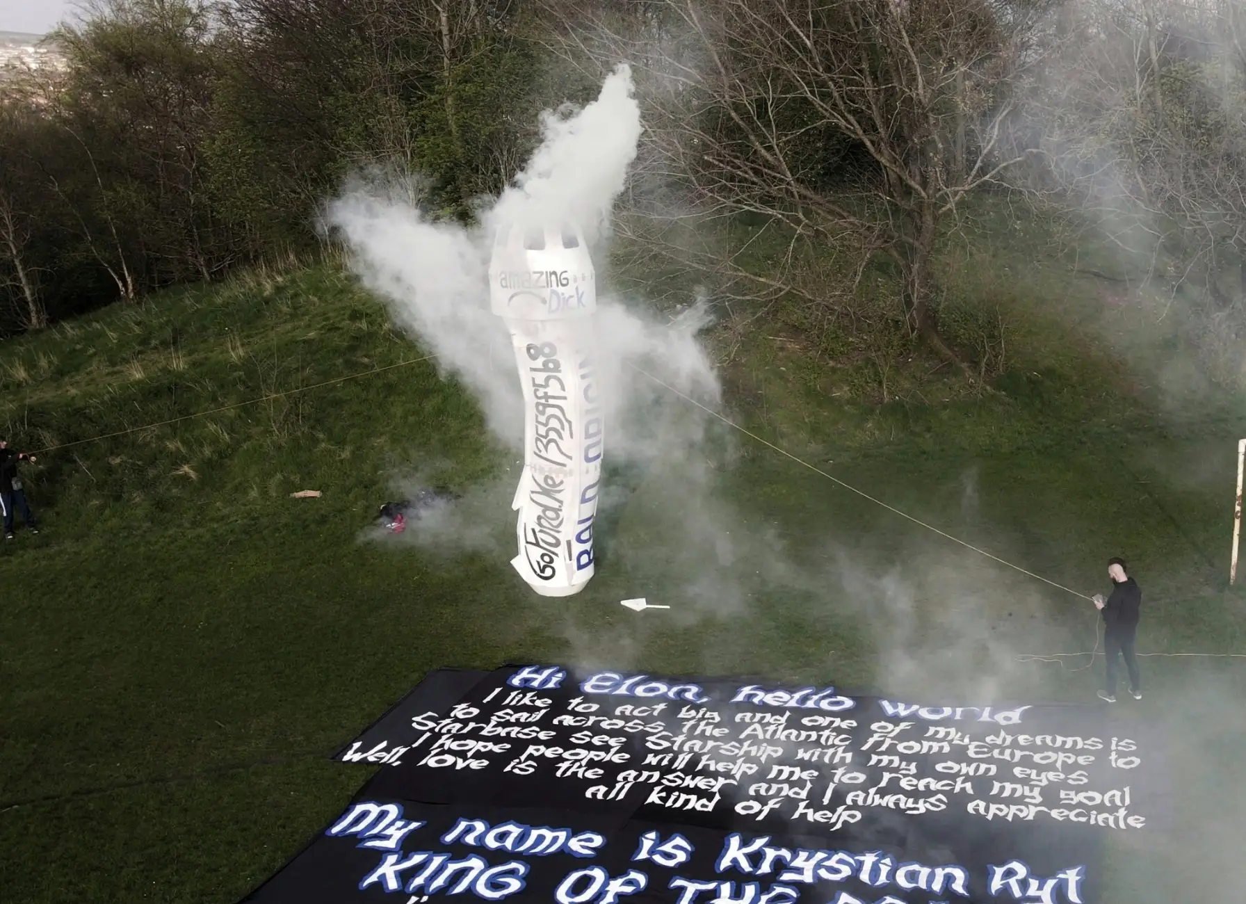 He even built a 6ft 9ins mockery of Jeff Bezos' New Shepard rocket.