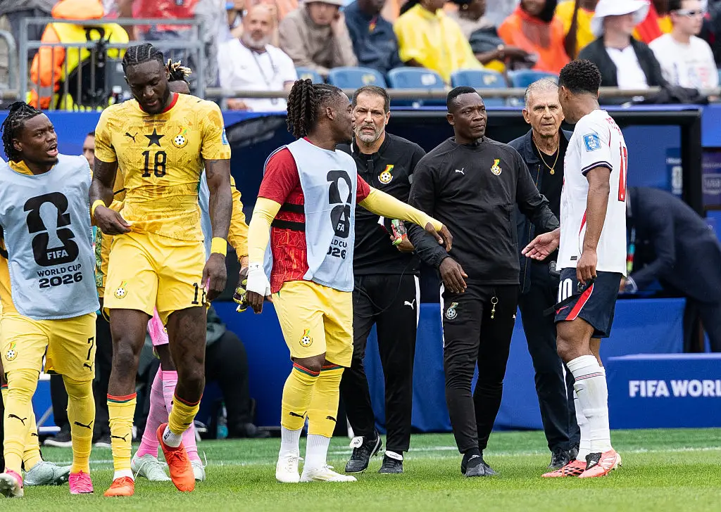 Jude Bellingham exchanged words with Ghana's manager at half time and Carlos Queiroz was seen responding angrily (Simon M Bruty/Getty Images)