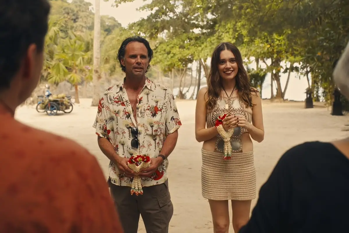 Aimee Lou Wood and Walton Goggins in season three of the anthology series (HBO)