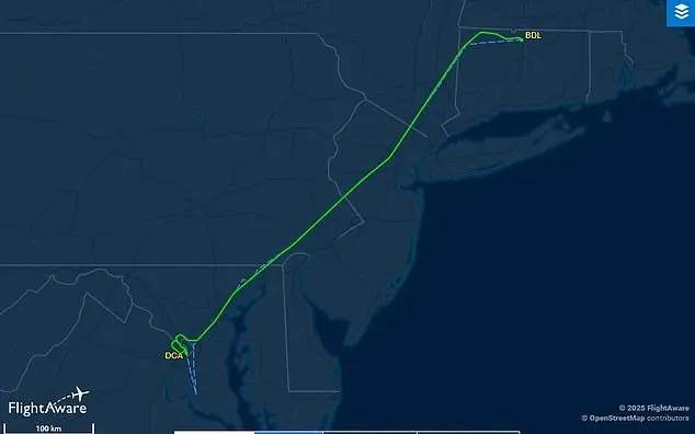 The flight data shows the trajectory of the plane (FlightAware)