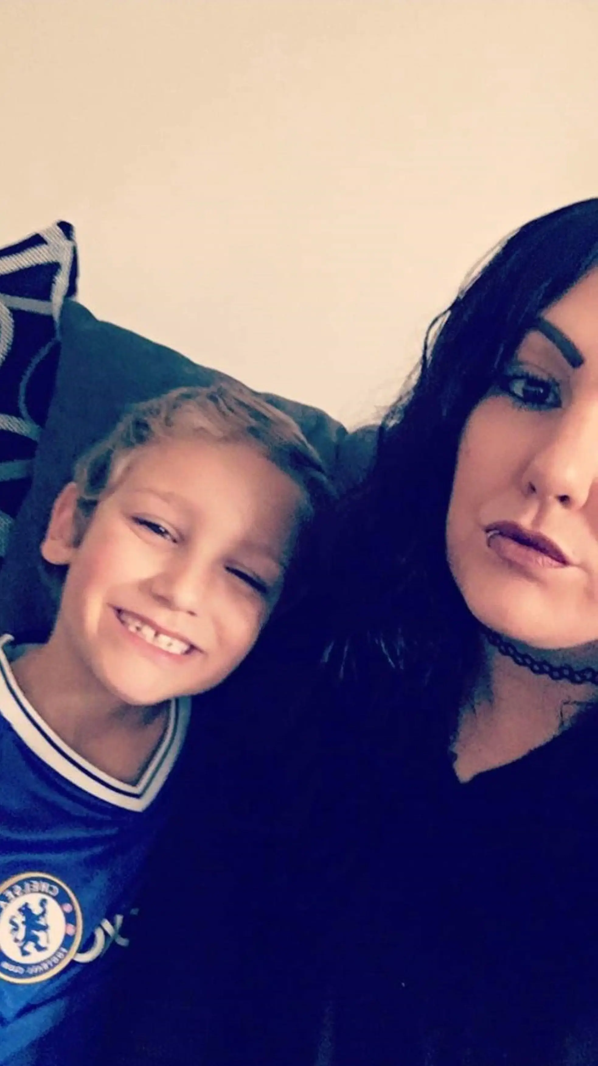 Harley with his mum.