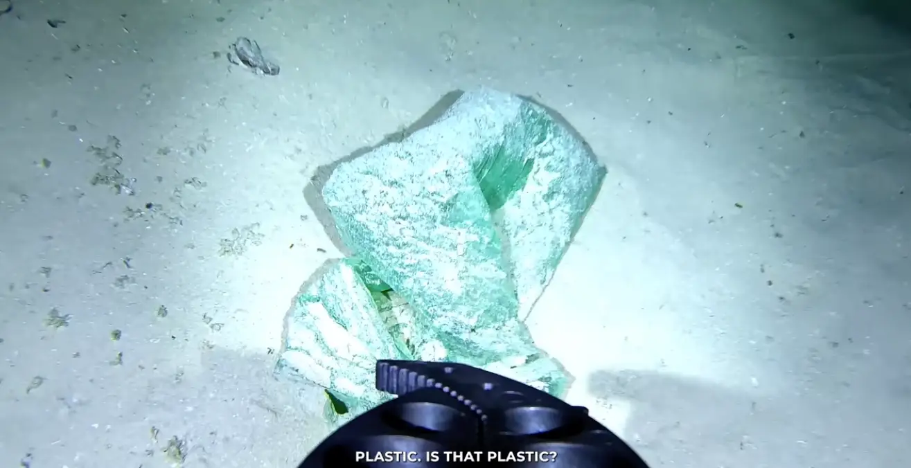 They find a plastic bag right on the ocean floor.