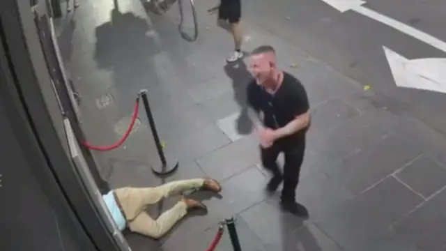 The bouncer was amused by the incident (YouTube/7News Australia)