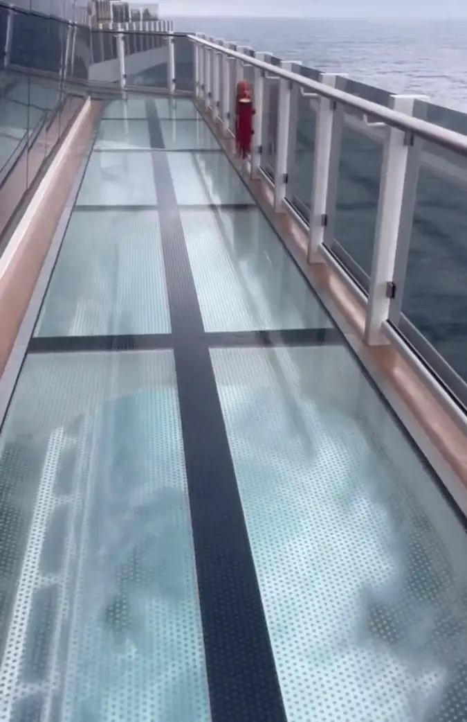 Angela gave her followers a glimpse of the Norwegian Prima's 'Oceanwalk'.