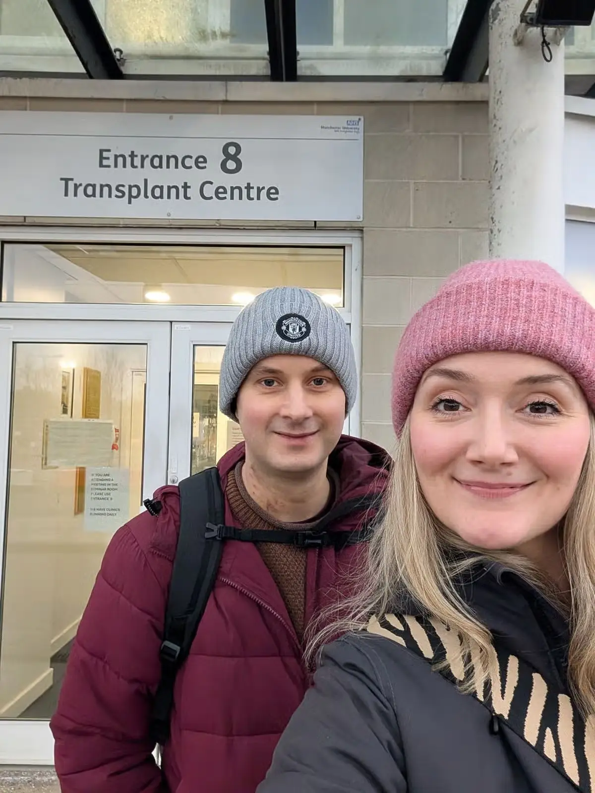Ellis with his partner after leaving the transplant centre (Manchester University of NHS Foundation Trust)