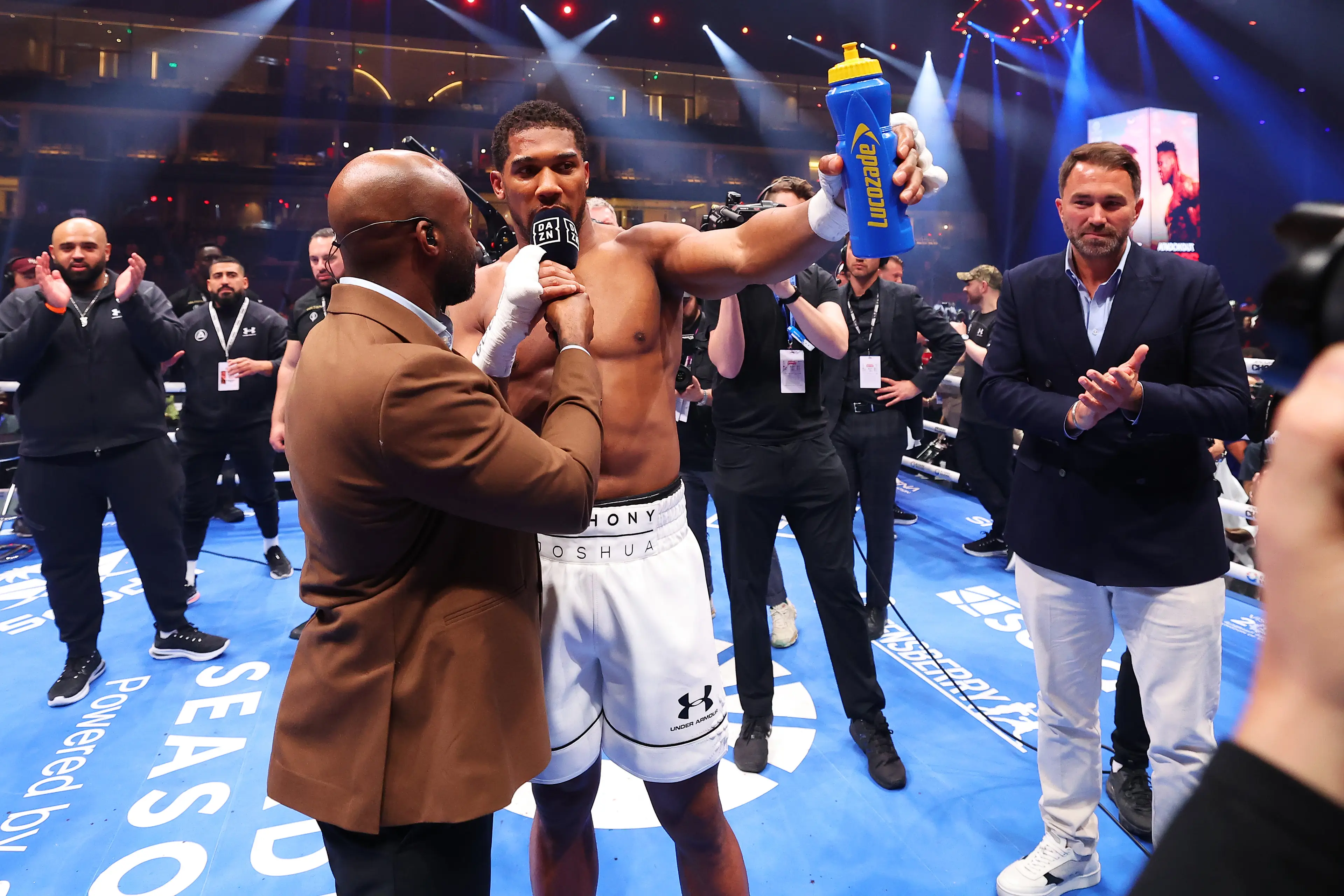 Some fans called a moment in his post fight interview 'cringe'.