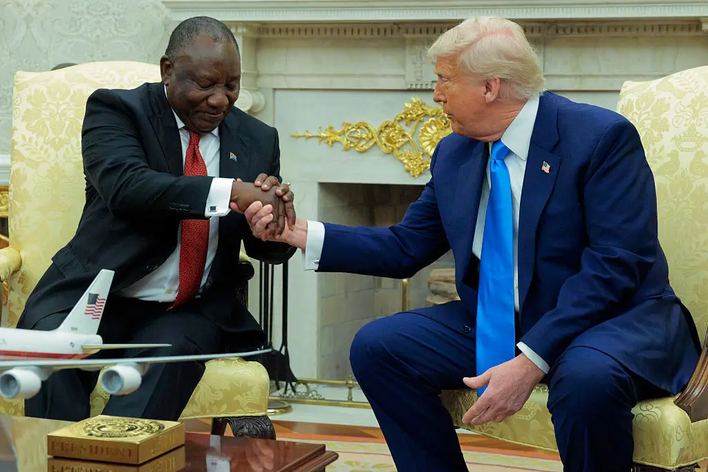 Donald Trump welcomed South African president Cyril Ramaphosa to the Oval Office yesterday (Chip Somodevilla/Getty Images)
