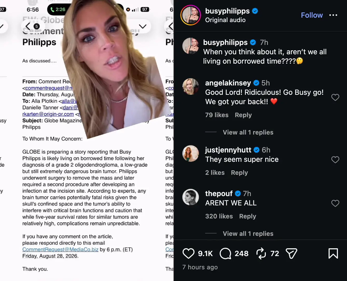 Busy Philipps has called out Globe Magazine over its treatment of her health situation (Instagram/busyphilipps)