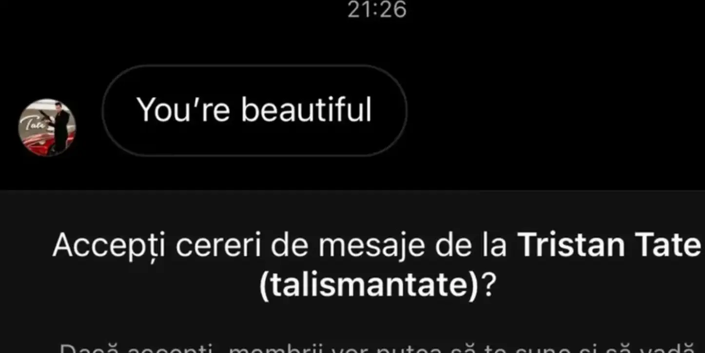 Messages appeared to come from both Tristan and Andrew Tate.