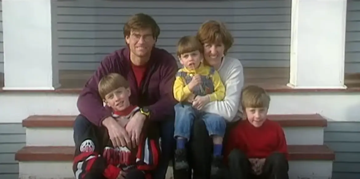 Alex Lowe with his wife Jenni and their three sons.
