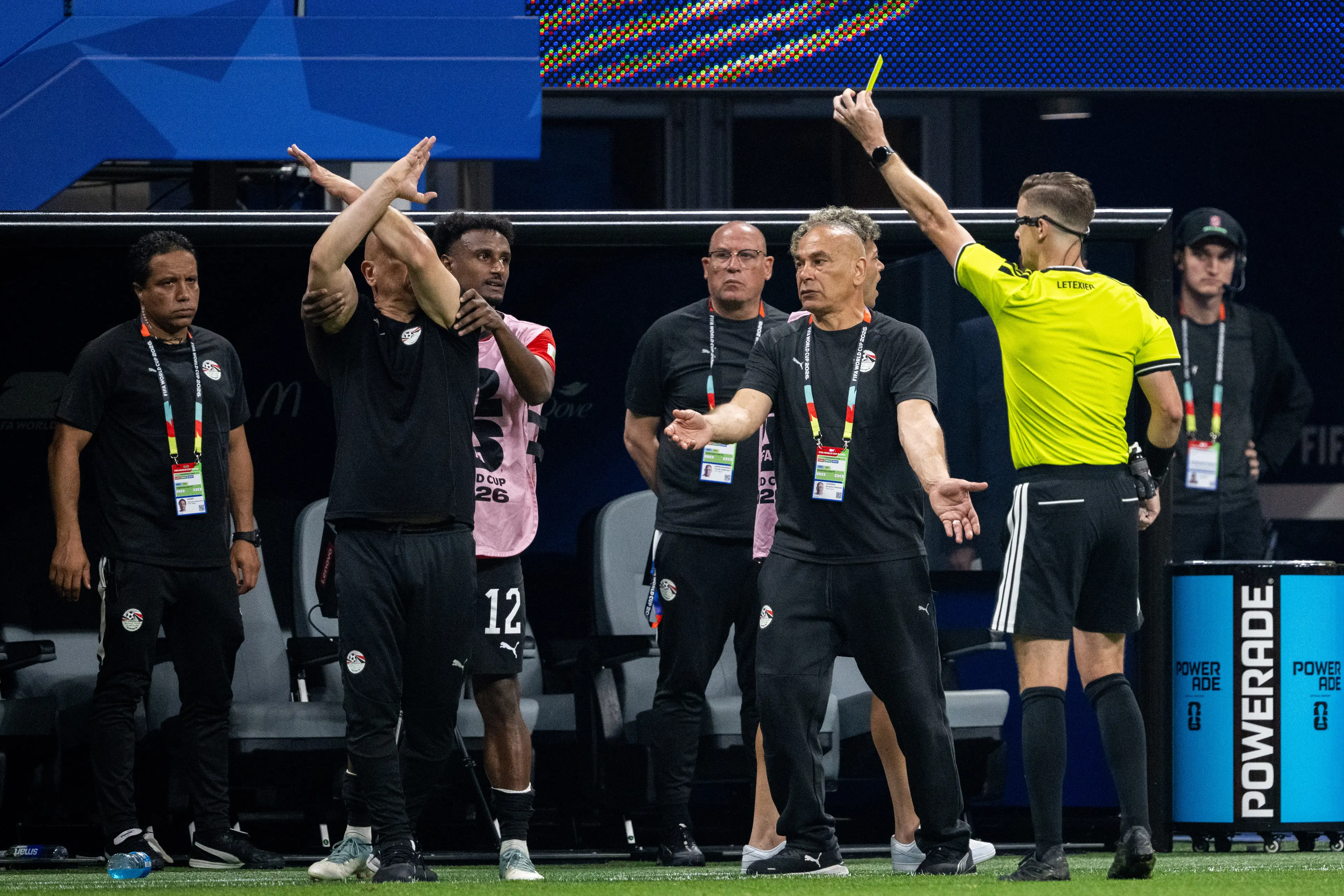 Hassan was booked (Photo by Sebastian Frej/Getty Images)
