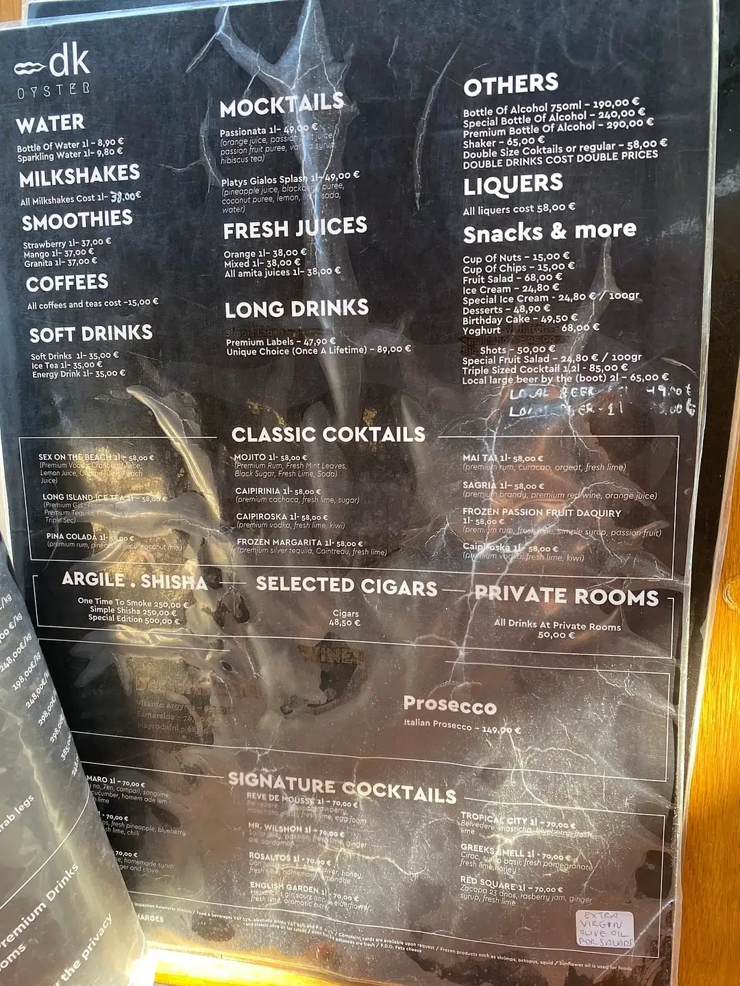 The menu as posted on Tripadvisor in 2023 (Tripadvisor)