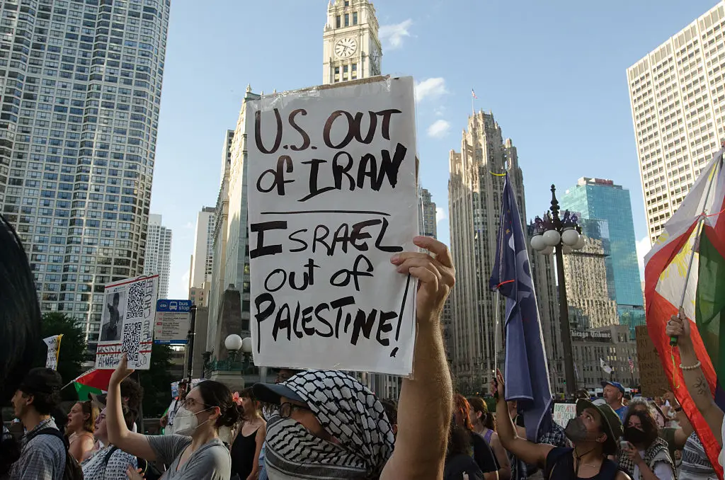 Protests against Israel and the US' involvement were held across the US yesterday (Jacek Boczarski/Anadolu via Getty Images)