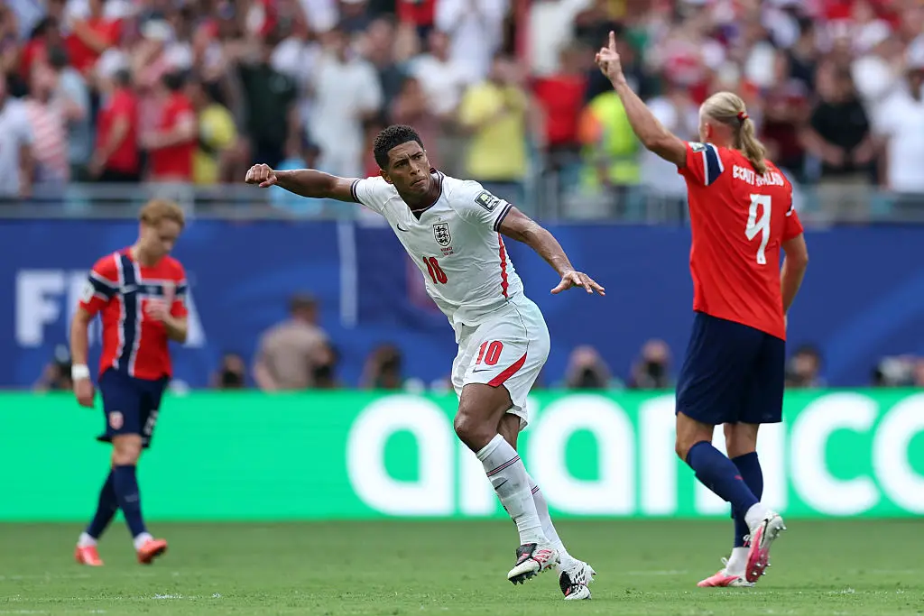 Some Norway players pointed up towards the camera after the England goal (Sebastian Widmann - FIFA/FIFA via Getty Images)