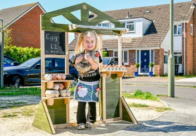 The supermarket Aldi sent Maisie a new egg stand to sell from (Aldi/Solent News)
