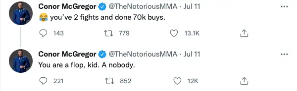 McGregor's response to Jake Paul.