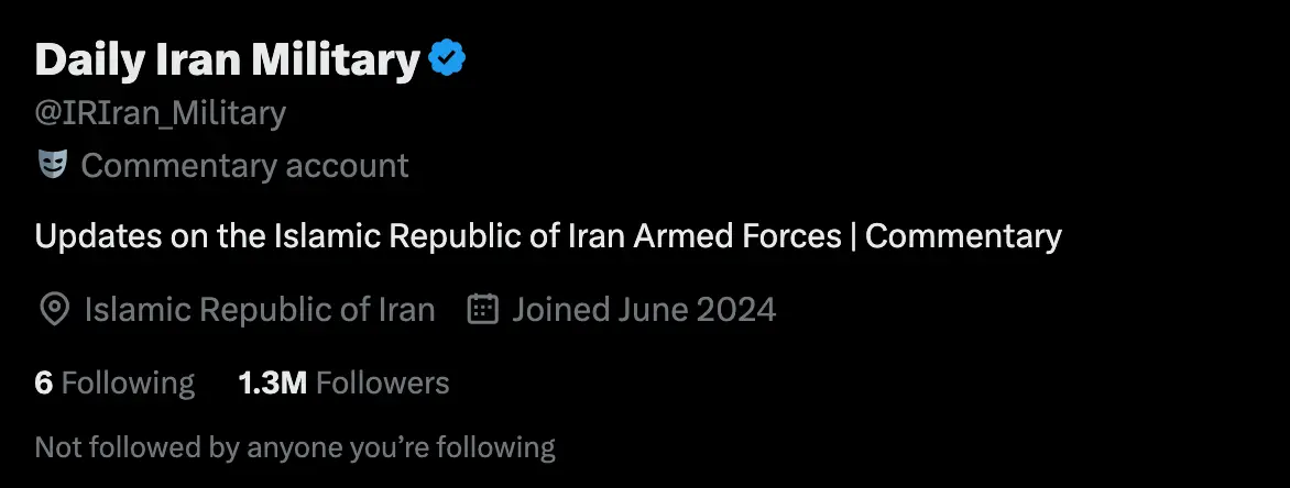 Despite the constant 'war updates' and millions of followers, the accounts are not official or linked to the Iranian government (X)